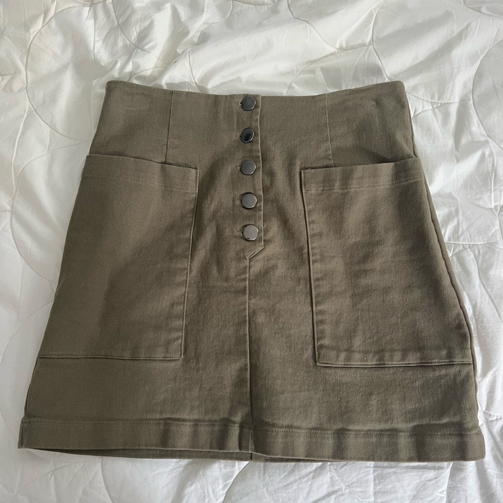 Miami Khaki Buttoned Skirt